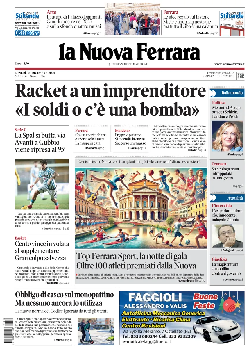 Prima-pagina-nuova ferrara-oggi-edizione-del-2024-12-16